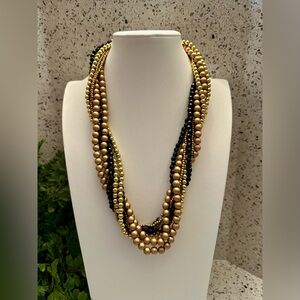 Vintage tri color multi strand bead necklace